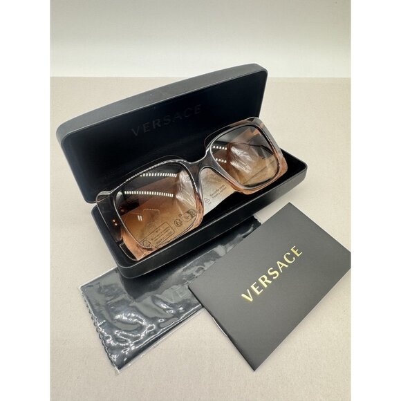 VERSACE rectangular women's large sunglasses + case  Brown 54mm VE4405 - Picture 7 of 14